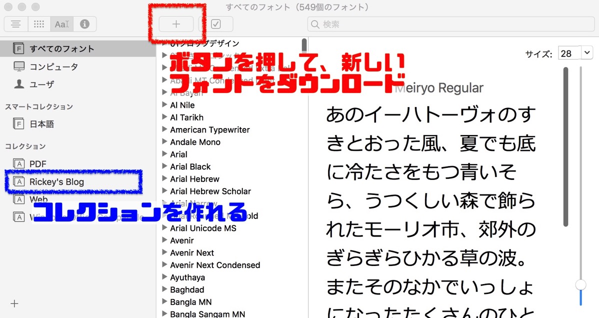 Font book front page